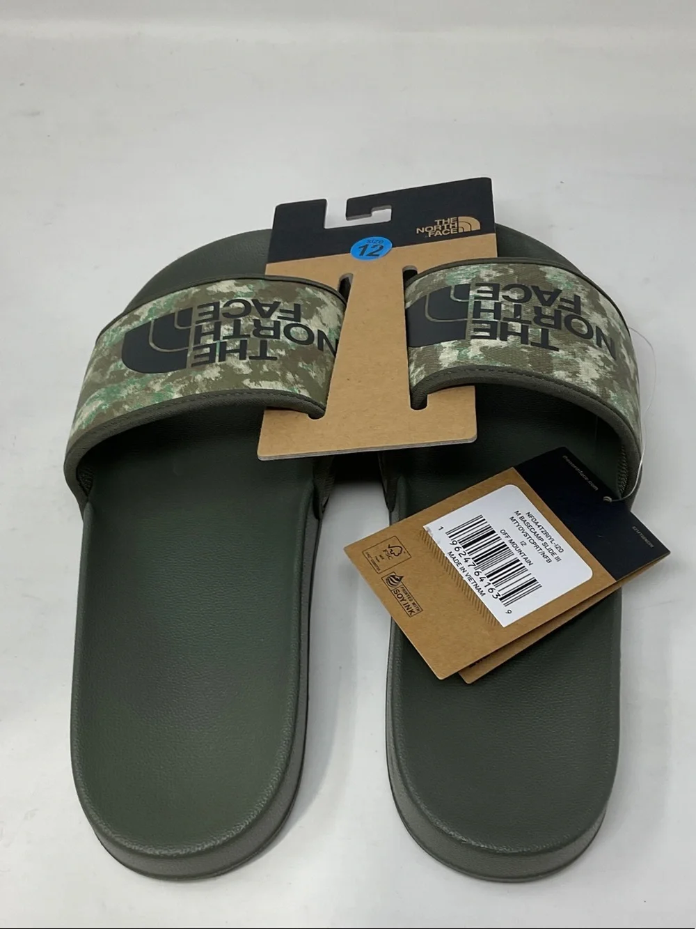 The North Face Men's Green Camo Slide Sandals